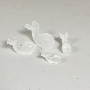 Vintage MC White Glass Whales Decor Mini Lot Of 5
